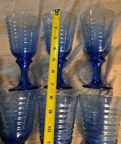 6 Stück Kobaltblau Glas Tassen Becher mit Fuß Royal - Bild 7 von 8