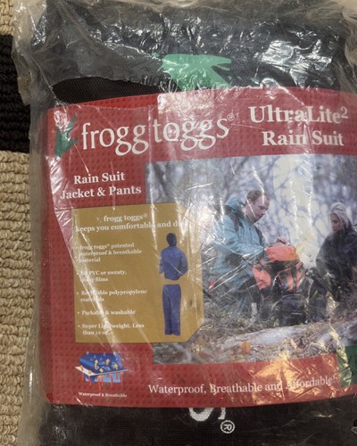 Frogg Toggs Ultra Traje de Lluvia Traje de Lluvia XL Nuevo Negro - Imagen 2 de 4