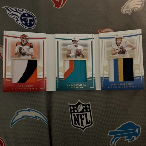 2020 National Treasures Joe Burrow Tua Tagovailoa Justin Herbert RC Patches /25
