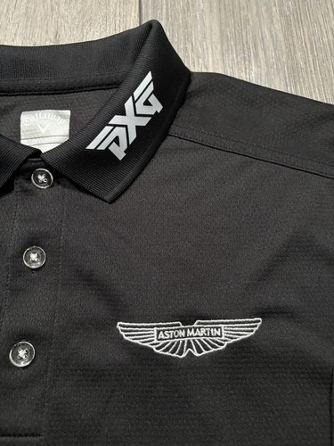 Camisa de golf Torneo Callaway con patrocinadores. Hombre M. Negro. PXG. Aston Martin. - Imagen 5 de 12