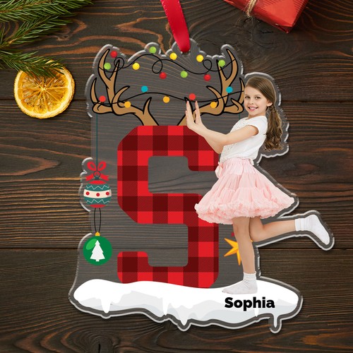 Personalized Photo Ornament Christmas Custom Letter Name Ornament Kids Xmas Gift - Picture 2 of 8