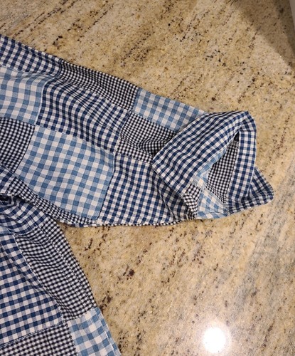Elizabeth Liz Claiborne Womens Size 14 Madras Patchwork Button Shirt 3/4 Sleeve - Picture 11 of 13