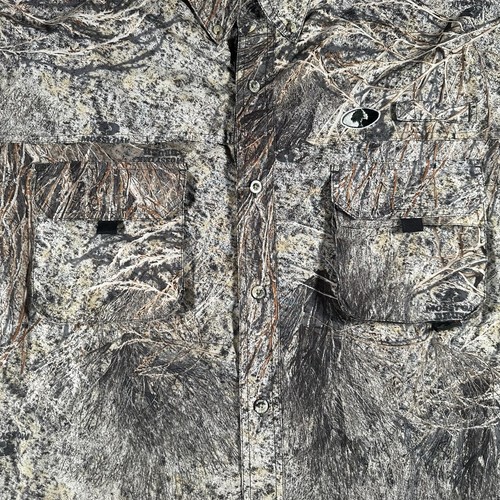 Mossy Oak Button Down Shirt Men 2XL Tan Brush Camo Hunting Cotton Mill Outdoors - Picture 2 of 11