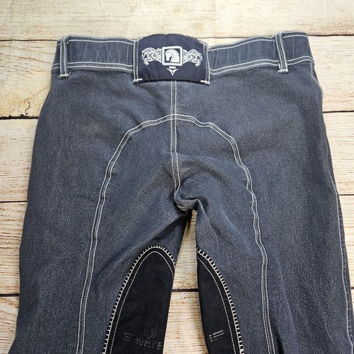 Romfh Culotte Femme Taille 16 Denim Équitation Équitation Genou Patch Pantalon - Photo 9/9