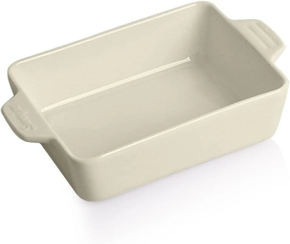 Ceramic Baking Dish, Rectangular Small Baking Pan with Double Handles, 20 Oz for