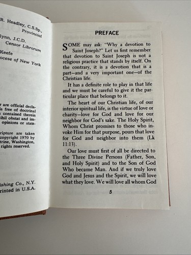 1980 FOLLOWING SAINT JOSEPH Catholic Prayer Book Devotions Walter Van De Putte - Picture 7 of 15
