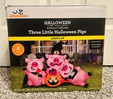 Way To Celebrate Three Little Halloween Pigs 5 Ft Lighted Airblown Inflatable