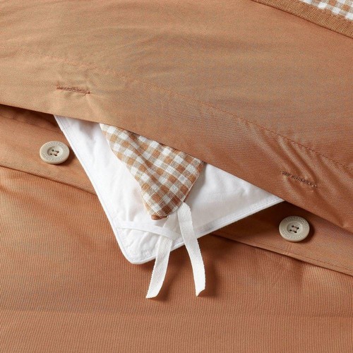 Full/Queen Trad Mini Gingham Duvet and Sham Set Camel - Threshold - Picture 6 of 6