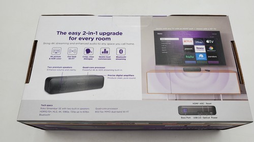 Roku Streambar SE Soundbar with Built-in 4K/HD/HDR Streaming Black New Sealed - Picture 7 of 7