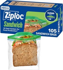 Ziplock Storage Sandwich Bags - 5" Width x 5" Length - Clear - 105/Box FOOD