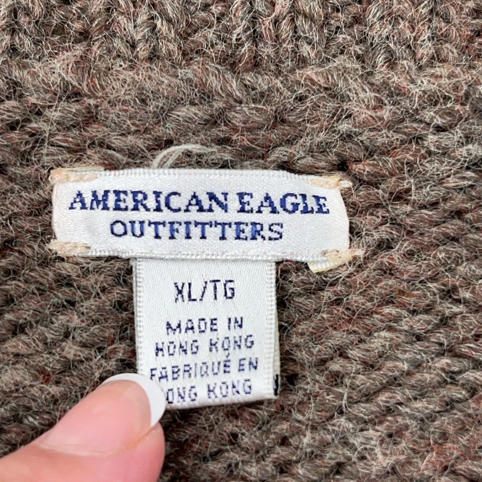 Vintage Y2K American Eagle Sweater Women XL Brown Wool Blend Cardigan Cropped - Image 3 of 4