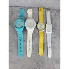 Lot of 4 ICE WATCH Silicone Rubber Band Watches Aqua White Yellow - Broken!
