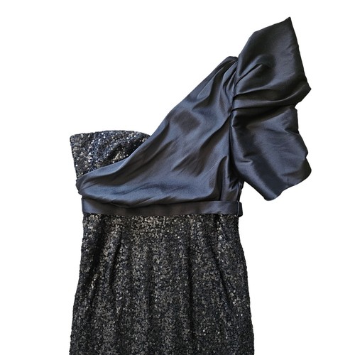 Badgley Mischka Sequined One-Shoulder Cocktail Dress 14 - Picture 5 of 11