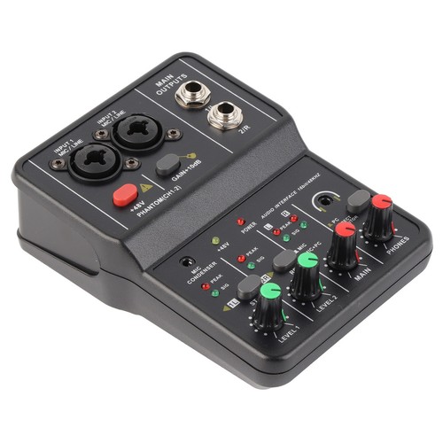 2 Channels Audio Mixer Usb 48V Phantom Power Compact Sound Mixing Console DE - Afbeelding 22 van 24
