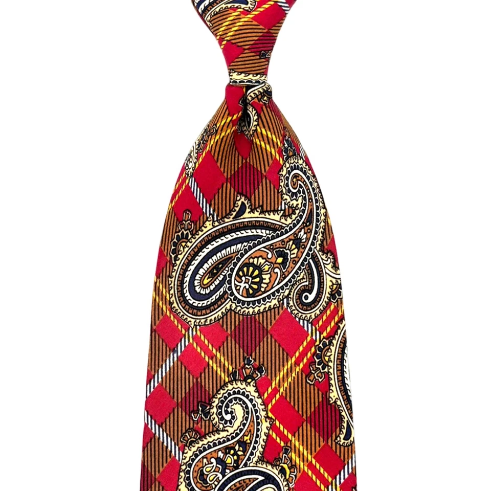 Corbata Pal Zileri - Corbata de seda Italia patrón cachemir negro blanco rojo dorado Foto 2 de 4