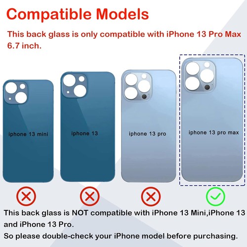Ricambio vetro posteriore OEM per iPhone 13 Pro Max 6,7 pollici blu Sierra - Foto 2 di 7