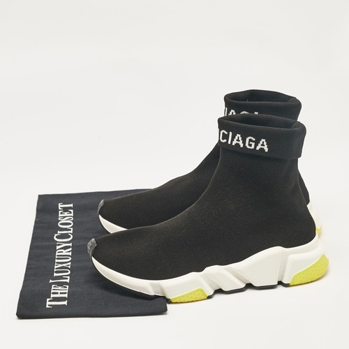 Balenciaga Black Knit Fabric Speed Trainer High Top Sneakers Size 37 - Picture 9 of 9
