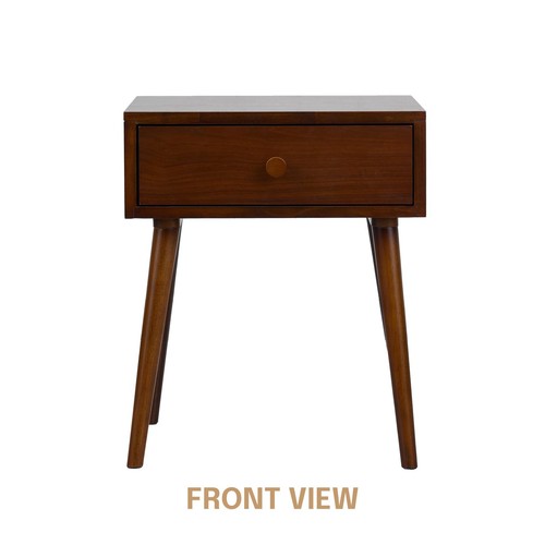 Lux Solid Wood Nightstand with Drawer, Mid Century Modern Side Table Bedroom,... - Picture 3 of 7
