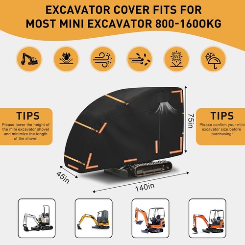 Cubierta para mini excavadora con cremallera cubierta para mini excavadora impermeable resistente para - Imagen 5 de 6