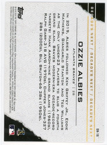 2020 Topps Decade's Next #DN16 Ozzie Albies - Picture 2 of 2