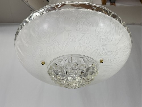 Vintage Art Deco Halb Unterputz Glas Deckenleuchte Leuchte weiß floral 20er 40er - Bild 10 von 17