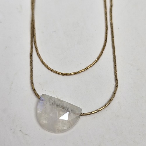 SEREPHINA Anthro Elegant 14K Plated Gold Layered Necklace with Stone Pendant - Picture 8 of 9