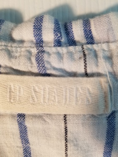 Camisa con botones CP Shades para mujer 100 % lino rayas pequeña azul/blanco manga larga - Imagen 2 de 7