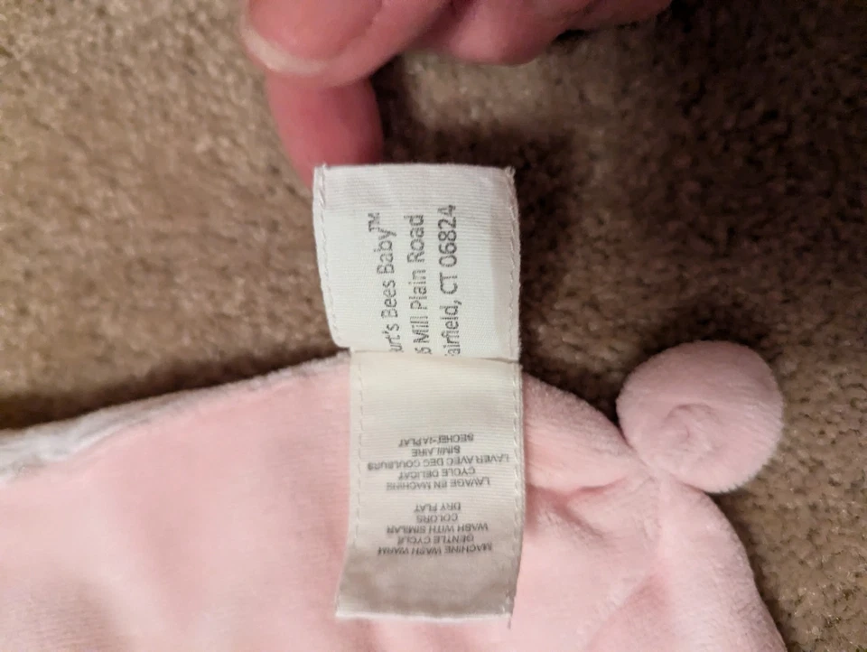 Bumble Bee 粉色婴儿尿布 Burt's Bees 100% 棉 6 英寸 X 10 — 第 3/4 张图片