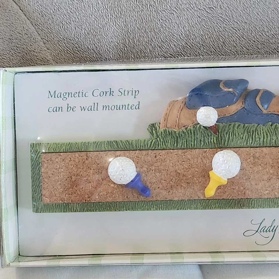 Vintage Golf Decor Message Center Magnetic Cork Strip 6 Coordinating Push Pins - Image 2 of 4