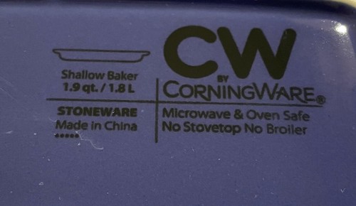 CW by CorningWare 1,9 Qt piatto casseruola da forno poco profondo in gres viola - Foto 3 di 3
