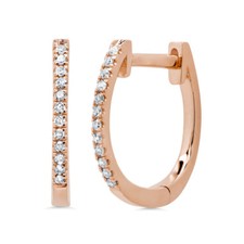 14K Rose Gold Diamond Huggie Earrings 0.08 CT Round Cut Natural