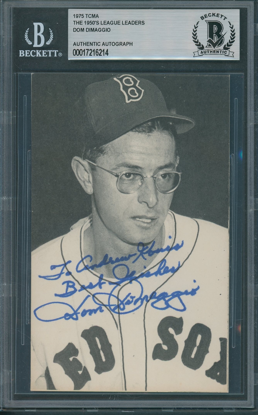 1975 TCMA The 1950's LL Dom DiMaggio Beckett Authentic Autograph Autographed Signed *6214 