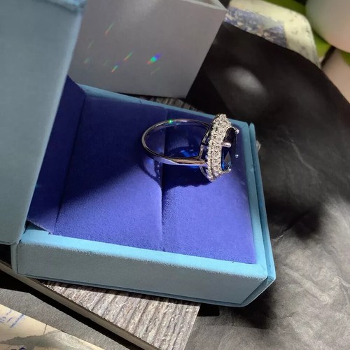 AAA 4.40 Ct Oval Natural Sapphire Diamond Ring 14K Solid White Gold Size All - Picture 2 of 7