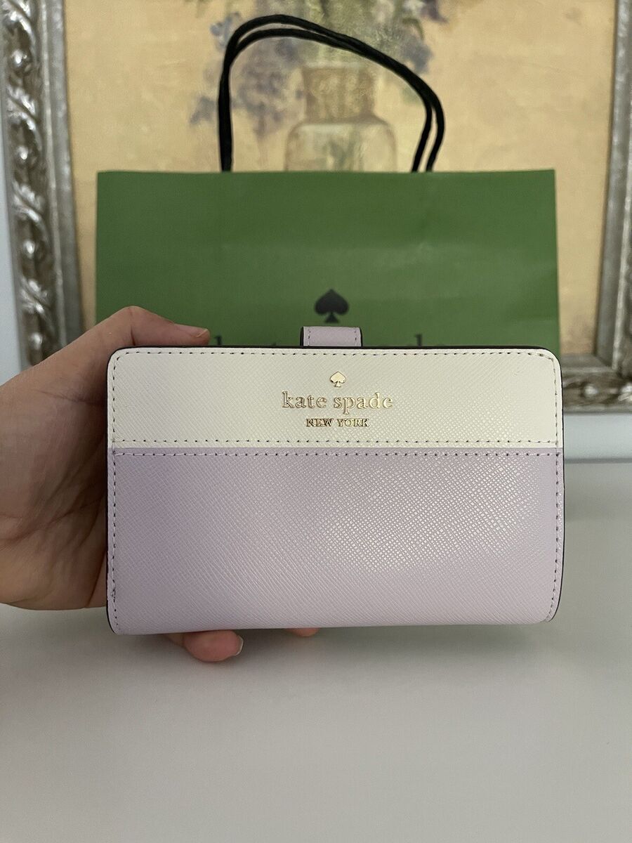 NWT KATE SPADE Madison Colorblock Medium Compact Bifold Wallet Lilac Moonlight eBay