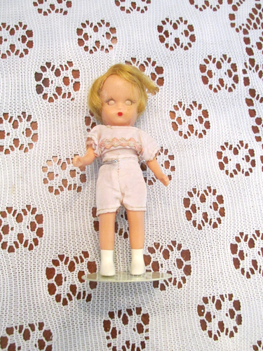 NASB Doll, 5" Tall Movable Arms & Legs, Sleep Eyes, Painted Shoes, Stand - Picture 2 of 7