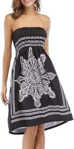 Strapless Sun Dresses Women Summer Casual Plus Size Swimwear Cover Ups Dress XXL - Picture 6 of 8