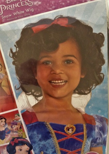 Kinder Disney Prinzessin SCHNEEWITTCHEN Kostüm PERÜCKE OS NEU schwarze Haare rotes Band - Bild 2 von 2