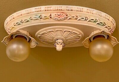 Vintage Lighting 1920s 2-bulb ceiling mount. Rewired. | eBay Vintage Lighting 1920s 2-bulb ceiling mount. Rewired. | eBay