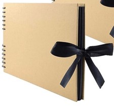 KRAFT BROWN 80 BLACK Pages Scrapbook WEDDING BABY PHOTO Album RIBBON Closure