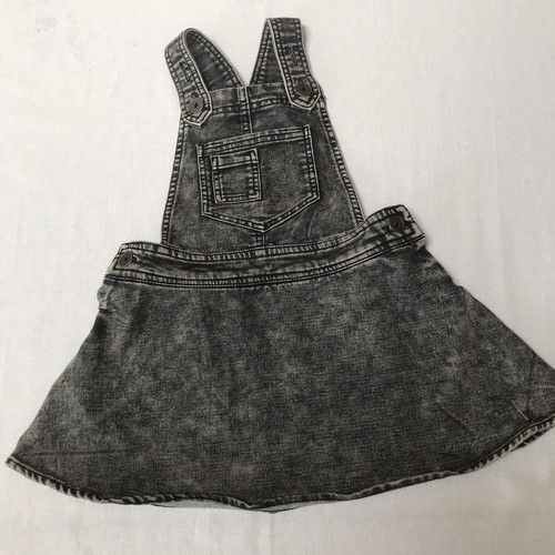 Y2K Xhilaration Dress Girls XS 4 5 Grunge 90s Jumper Bib Acid Wash Gray Black - Picture 3 of 10