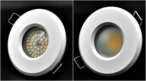 LED IP44 Feuchtraum Einbaustrahler weiss rund spots- Dimmbar Klarglas/Satiniert - Picture 1 of 15