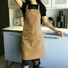 Denim Canvas Pockets Apron Butcher Crafts Baking Chefs Kitchen Cooking BBQ Plain