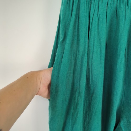 La Strada Jumpsuit Size L Wide Leg Linen Blend Off Shoulder Green Italy RRP $139 - Picture 5 of 12