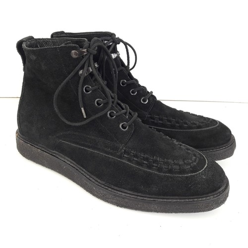 AllSaints Mens Boots UK 10 EUR 44 Black Suede Leather Lace Up Adult Ankle Shoes - Picture 4 of 16