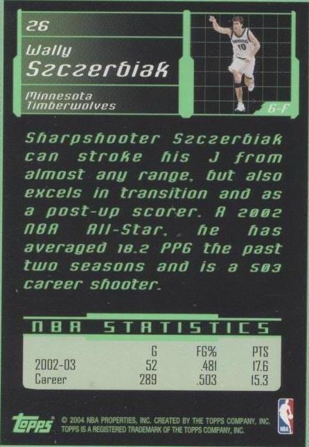 2003-04 Topps Rookie Matrix - Wally Szczerbiak #26