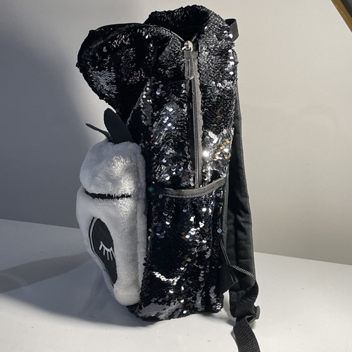 Wonder Nation Faux Fur Sequin Panda Girls Backpack Adjustable Straps Pockets - Picture 5 of 6