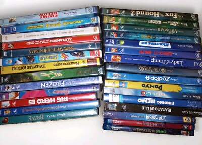 Huge Disney DVD/Blue Ray Lot 29 Frozen Brave Inside Out Anime 