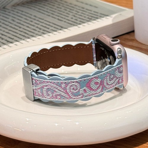 38/49mm Band For Apple Watch Ultra 2 4 5 6 7 8 9 SE Ethnic Pattern Leather Strap - Picture 6 of 16