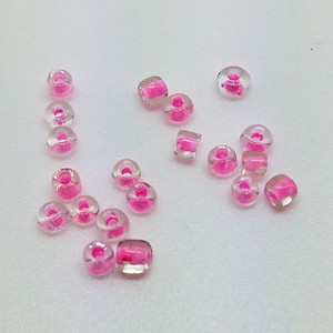 Transparent with Candy Pink Inside 50g glass seed beads approx 2mm,size 11//0