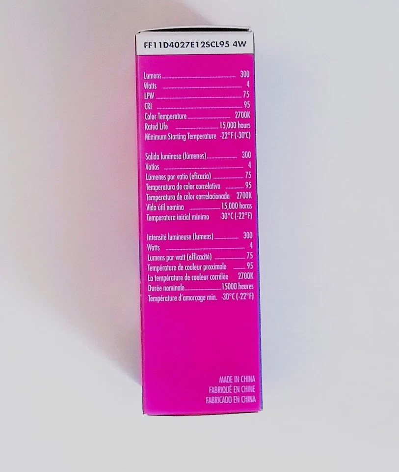 TCP 4W 40W Equal LED F11 Dimmable Filament Bulb E12 Candelabra FF11D4027E12SCL95 - Image 3 of 4